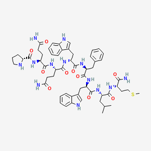 molecular formula C57H75N13O10S B1597321 (2S)-N-[(2S)-5-amino-1-[[(2R)-1-[[(2S)-1-[[(2R)-1-[[(2S)-1-[[(2S)-1-amino-4-methylsulfanyl-1-oxobutan-2-yl]amino]-4-methyl-1-oxopentan-2-yl]amino]-3-(1H-indol-3-yl)-1-oxopropan-2-yl]amino]-1-oxo-3-phenylpropan-2-yl]amino]-3-(1H-indol-3-yl)-1-oxopropan-2-yl]amino]-1,5-dioxopentan-2-yl]-2-[[(2R)-pyrrolidine-2-carbonyl]amino]pentanediamide CAS No. 81039-85-2