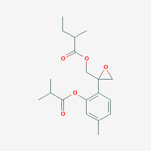 molecular formula C19H26O5 B1597357 (2-{4-Methyl-2-[(2-methylpropanoyl)oxy]phenyl}oxiran-2-yl)methyl 2-methylbutanoate CAS No. 22518-07-6