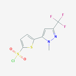 molecular formula C9H6ClF3N2O2S2 B1597567 5-[1-Methyl-3-(trifluoromethyl)-1h-pyrazol-5-yl]thiophene-2-sulfonyl chloride CAS No. 230295-11-1