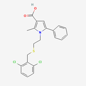 molecular formula C21H19Cl2NO2S B1597647 1H-Pyrrole-3-carboxylicacid, 1-[2-[[(2,6-dichlorophenyl)methyl]thio]ethyl]-2-methyl-5-phenyl- CAS No. 306936-26-5