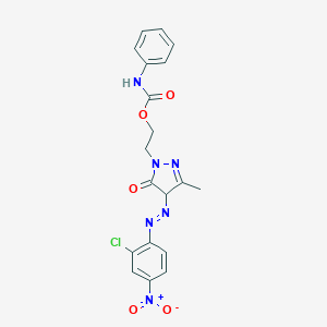 molecular formula C19H17ClN6O5 B159768 2-[4-[(2-Chloro-4-nitrophenyl)azo]-2,4-dihydro-5-methyl-3-oxo-3H-pyrazol-2-YL]ethyl carbanilate CAS No. 10155-52-9
