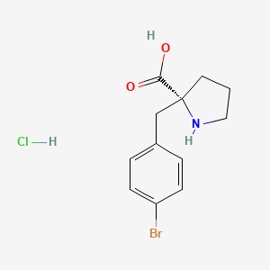 molecular formula C12H15BrClNO2 B1597725 (R)-2-(4-Bromobenzyl)pyrrolidine-2-carboxylic acid hydrochloride CAS No. 637020-91-8