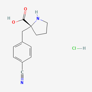 molecular formula C13H15ClN2O2 B1597726 (R)-2-(4-Cyanobenzyl)pyrrolidine-2-carboxylic acid hydrochloride CAS No. 1049728-28-0