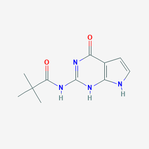 molecular formula C11H14N4O2 B159785 N-(4-Oxo-4,7-dihydro-1H-pyrrolo[2,3-d]pyrimidin-2-yl)pivalamide CAS No. 137281-08-4