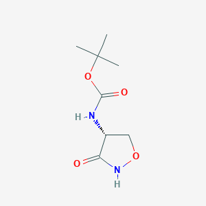 molecular formula C8H14N2O4 B159811 tert-butyl N-[(4R)-3-oxo-1,2-oxazolidin-4-yl]carbamate CAS No. 128346-20-3