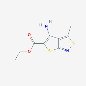 molecular formula C9H10N2O2S2 B1598149 Ethyl 4-Amino-3-methylthieno[2,3-c]isothiazole-5-carboxylate CAS No. 82000-54-2