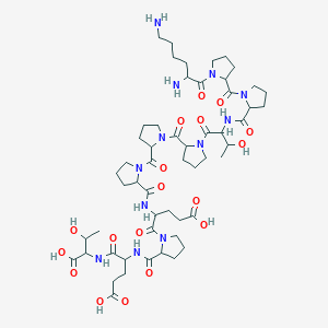 4-[[1-[4-Carboxy-2-[[1-[1-[1-[2-[[1-[1-(2,6-diaminohexanoyl)pyrrolidine-2-carbonyl]pyrrolidine-2-carbonyl]amino]-3-hydroxybutanoyl]pyrrolidine-2-carbonyl]pyrrolidine-2-carbonyl]pyrrolidine-2-carbonyl]amino]butanoyl]pyrrolidine-2-carbonyl]amino]-5-[(1-carboxy-2-hydroxypropyl)amino]-5-oxopentanoic acid