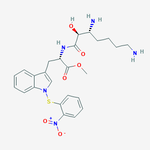 molecular formula C25H31N5O6S B159847 methyl (2S)-2-[[(2S,3R)-3,7-diamino-2-hydroxyheptanoyl]amino]-3-[1-(2-nitrophenyl)sulfanylindol-3-yl]propanoate CAS No. 138257-79-1