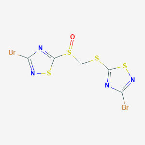 molecular formula C5H2Br2N4OS4 B159848 3-Bromo-5-[(3-bromo-1,2,4-thiadiazol-5-ylthio)methylsulfinyl]-1,2,4-thiadiazole CAS No. 134947-29-8