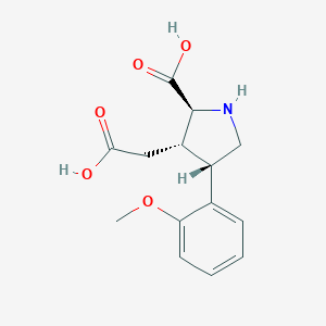 molecular formula C14H17NO5 B159854 4-(2-Methoxyphenyl)-2-carboxy-3-pyrrolidineacetic acid CAS No. 132785-33-2