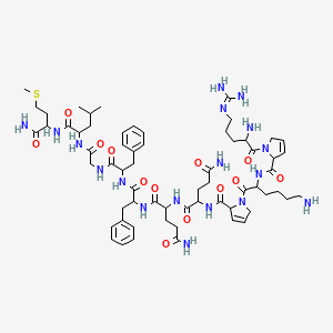 2-[[1-[6-amino-2-[[1-[2-amino-5-(diaminomethylideneamino)pentanoyl]-2,5-dihydropyrrole-2-carbonyl]amino]hexanoyl]-2,5-dihydropyrrole-2-carbonyl]amino]-N-[5-amino-1-[[1-[[1-[[2-[[1-[(1-amino-4-methylsulfanyl-1-oxobutan-2-yl)amino]-4-methyl-1-oxopentan-2-yl]amino]-2-oxoethyl]amino]-1-oxo-3-phenylpropan-2-yl]amino]-1-oxo-3-phenylpropan-2-yl]amino]-1,5-dioxopentan-2-yl]pentanediamide