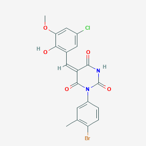 (5E)-1-(4-bromo-3-methylphenyl)-5-[(5-chloro-2-hydroxy-3-methoxyphenyl)methylidene]-1,3-diazinane-2,4,6-trione