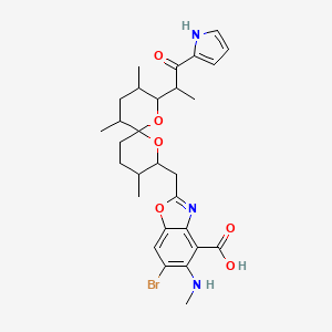 molecular formula C29H36BrN3O6 B1598839 6-bromo-5-(methylamino)-2-({3,9,11-trimethyl-8-[1-oxo-1-(1H-pyrrol-2-yl)propan-2-yl]-1,7-dioxaspiro[5.5]undecan-2-yl}methyl)-1,3-benzoxazole-4-carboxylic acid CAS No. 76455-82-8