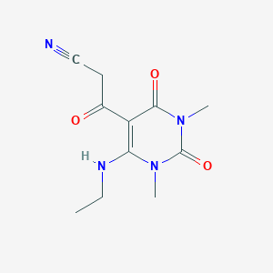 B159887 3-[6-(Ethylamino)-1,3-dimethyl-2,4-dioxo-1,2,3,4-tetrahydropyrimidin-5-yl]-3-oxopropanenitrile CAS No. 132373-28-5