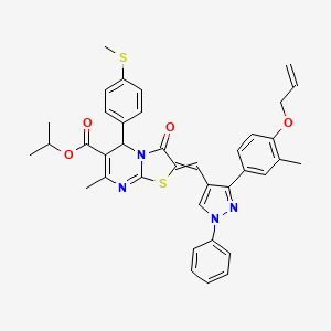 propan-2-yl 7-methyl-2-[[3-(3-methyl-4-prop-2-enoxyphenyl)-1-phenylpyrazol-4-yl]methylidene]-5-(4-methylsulfanylphenyl)-3-oxo-5H-[1,3]thiazolo[3,2-a]pyrimidine-6-carboxylate