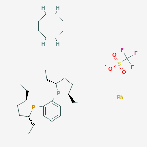 molecular formula C31H48F3O3P2RhS- B159928 1,2-Bis[(2R,5R)-2,5-diethylphospholano]benzene(1,5-cyclooctadiene)rhodium(I) trifluoromethanesulfonate CAS No. 136705-77-6