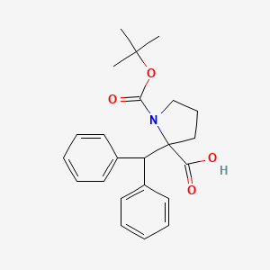 molecular formula C23H27NO4 B1599281 1-Boc-2-(diphenylmethyl)-2-pyrrolidinecarboxylic acid CAS No. 351002-64-7