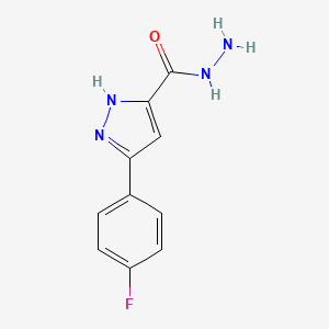 molecular formula C10H9FN4O B1599288 3-(4-fluorophenyl)-1H-pyrazole-5-carbohydrazide CAS No. 763111-29-1