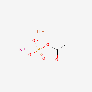 molecular formula C2H5KLiO5P+2 B1599378 acetyl dihydrogen phosphate, lithium potassium salt CAS No. 94249-01-1