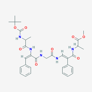 molecular formula C32H39N5O8 B159942 tert-Butyloxycarbonyl-alanyl-dehydrophenylalanyl-glycyl-dehydrophenylalanyl-alanyl-methoxy CAS No. 132413-71-9