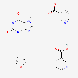 molecular formula C25H28N6O7 B1599447 furan;1-methylpyridin-1-ium-3-carboxylate;pyridine-3-carboxylic acid;1,3,7-trimethyl-4,5-dihydropurine-2,6-dione CAS No. 84650-00-0