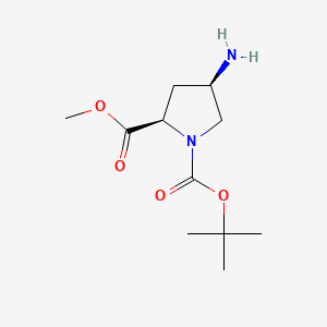 molecular formula C11H20N2O4 B1599505 Methyl (2R,4R)-1-Boc-4-aminopyrrolidine-2-carboxylate CAS No. 1018667-18-9