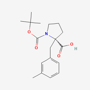 molecular formula C18H25NO4 B1599568 (S)-1-(tert-Butoxycarbonyl)-2-(3-methylbenzyl)pyrrolidine-2-carboxylic acid CAS No. 1217604-87-9