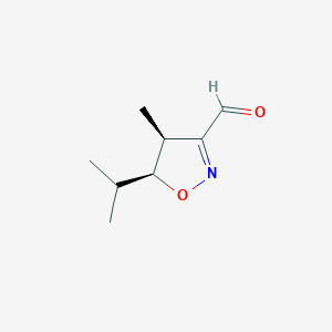 molecular formula C8H13NO2 B159963 3-Isoxazolecarboxaldehyde, 4,5-dihydro-4-methyl-5-(1-methylethyl)-, cis-(9CI) CAS No. 131362-99-7