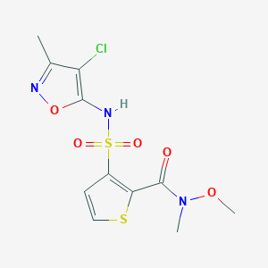 molecular formula C11H12ClN3O5S2 B1599630 3-(N-(4-Chloro-3-methylisoxazol-5-yl)sulfamoyl)-N-methoxy-N-methylthiophene-2-carboxamide CAS No. 210421-71-9