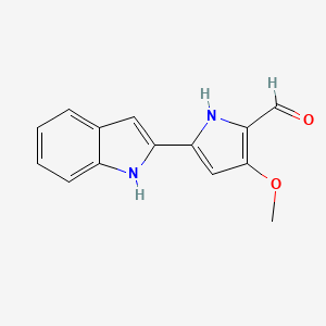 molecular formula C14H12N2O2 B1599682 5-(1H-indol-2-yl)-3-methoxy-1H-pyrrole-2-carbaldehyde CAS No. 803712-70-1
