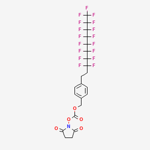 molecular formula C22H14F17NO5 B1599742 N-[4-(3,3,4,4,5,5,6,6,7,7,8,8,9,9,10,10,10-Heptadecafluorodecyl) benzyloxycarbonyloxy]succinimide CAS No. 556050-49-8