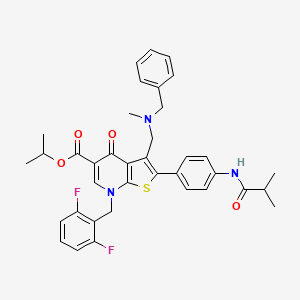 molecular formula C37H37F2N3O4S B1599759 Propan-2-yl 3-[[benzyl(methyl)amino]methyl]-7-[(2,6-difluorophenyl)methyl]-2-[4-(2-methylpropanoylamino)phenyl]-4-oxothieno[2,3-b]pyridine-5-carboxylate CAS No. 192887-28-8