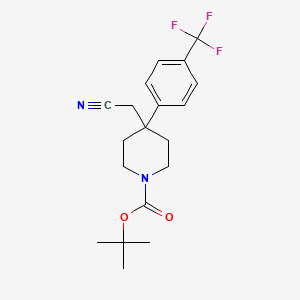 molecular formula C19H23F3N2O2 B1599798 Tert-butyl 4-(cyanomethyl)-4-(4-(trifluoromethyl)phenyl)piperidine-1-carboxylate CAS No. 878130-39-3