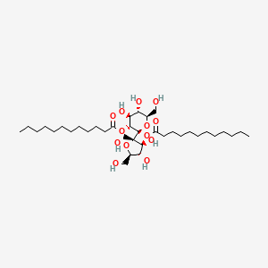 molecular formula C36H66O13 B1599878 [(2S,3R,4S,5S,6R)-2-[(2S,3S,4S,5R)-3,4-dihydroxy-2,5-bis(hydroxymethyl)oxolan-2-yl]-2-dodecanoyloxy-4,5-dihydroxy-6-(hydroxymethyl)oxan-3-yl] dodecanoate CAS No. 25915-57-5