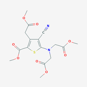 molecular formula C16H18N2O8S B1599883 Methyl 5-[bis(2-methoxy-2-oxoethyl)amino]-4-cyano-3-(2-methoxy-2-oxoethyl)thiophene-2-carboxylate CAS No. 674773-13-8