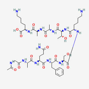 (2S)-2-[[(2S)-2-[[(2S)-2-[[(2S,3R)-2-[[(2S)-2-[[(2S)-2-[[(2S)-2-[[(2S)-2-[[(2S)-2-[(2-acetamidoacetyl)amino]propanoyl]amino]-5-amino-5-oxopentanoyl]amino]-3-phenylpropanoyl]amino]-3-hydroxypropanoyl]amino]-6-aminohexanoyl]amino]-3-hydroxybutanoyl]amino]propanoyl]amino]propanoyl]amino]-6-aminohexanoic acid