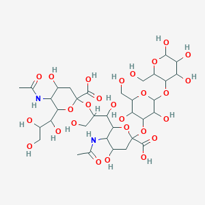 5-Acetamido-6-[2-[5-acetamido-2-carboxy-4-hydroxy-6-(1,2,3-trihydroxypropyl)oxan-2-yl]oxy-1,3-dihydroxypropyl]-2-[3,5-dihydroxy-2-(hydroxymethyl)-6-[4,5,6-trihydroxy-2-(hydroxymethyl)oxan-3-yl]oxyoxan-4-yl]oxy-4-hydroxyoxane-2-carboxylic acid