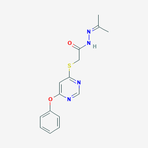 Acetic acid, ((6-phenoxy-4-pyrimidinyl)thio)-, (1-methylethylidene)hydrazide