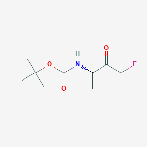molecular formula C9H16FNO3 B160016 Carbamic acid, (3-fluoro-1-methyl-2-oxopropyl)-, 1,1-dimethylethyl ester, (S)- CAS No. 137186-70-0
