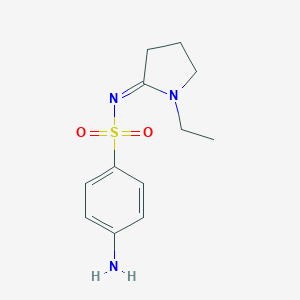 molecular formula C12H17N3O2S B160017 Benzenesulfonamide, 4-amino-N-(1-ethyl-2-pyrrolidinylidene)- CAS No. 126826-50-4
