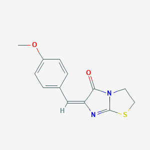 molecular formula C13H12N2O2S B160019 Imidazo(2,1-b)thiazol-5(6H)-one, 2,3-dihydro-6-((4-methoxyphenyl)methylene)- CAS No. 129228-60-0
