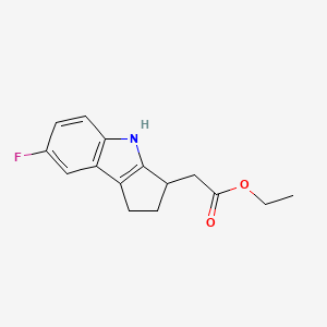 molecular formula C15H16FNO2 B1600570 Ethyl 2-(7-fluoro-1,2,3,4-tetrahydrocyclopenta[b]indol-3-yl)acetate CAS No. 393509-21-2