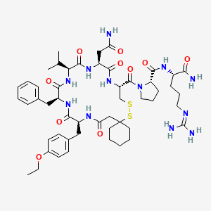(2S)-N-[(2S)-1-Amino-5-(diaminomethylideneamino)-1-oxopentan-2-yl]-1-[(10R,13S,16S,19S,22S)-13-(2-amino-2-oxoethyl)-19-benzyl-22-[(4-ethoxyphenyl)methyl]-12,15,18,21,24-pentaoxo-16-propan-2-yl-7,8-dithia-11,14,17,20,23-pentazaspiro[5.19]pentacosane-10-carbonyl]pyrrolidine-2-carboxamide
