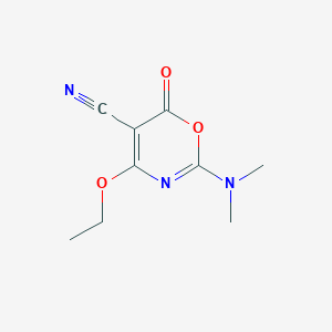molecular formula C9H11N3O3 B160099 2-(Dimethylamino)-4-ethoxy-6-oxo-6H-1,3-oxazine-5-carbonitrile CAS No. 132164-88-6