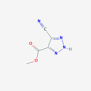molecular formula C5H4N4O2 B1601399 1H-1,2,3-Triazole-4-carboxylic acid, 5-cyano-, methyl ester CAS No. 60034-39-1