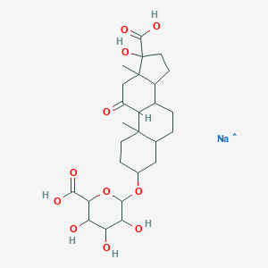 molecular formula C26H38NaO11 B160141 5beta-Androstane-3alpha,17alpha-diol-11-one-17beta-carboxylic acid 3-(beta-D-glucuronide) disodium S CAS No. 138898-76-7