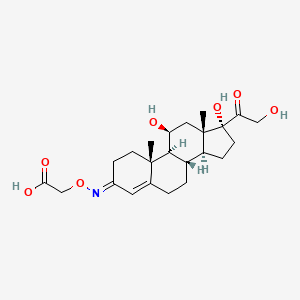 molecular formula C23H33NO7 B1601654 2-[[11,17-dihydroxy-17-(2-hydroxyacetyl)-10,13-dimethyl-2,6,7,8,9,11,12,14,15,16-decahydro-1H-cyclopenta[a]phenanthren-3-ylidene]amino]oxyacetic acid CAS No. 43188-86-9