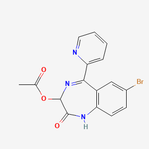 molecular formula C16H12BrN3O3 B1601717 7-Bromo-2-oxo-5-(pyridin-2-yl)-2,3-dihydro-1H-1,4-benzodiazepin-3-yl acetate CAS No. 13132-88-2