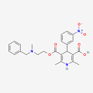 molecular formula C25H27N3O6 B1601948 1,4-Dihydro-2,6-dimethyl-4-(3-nitrophenyl)-3,5-pyridinedicarboxylic acid, 3-(2-(methyl(phenylmethyl)amino)ethyl) ester CAS No. 123973-71-7