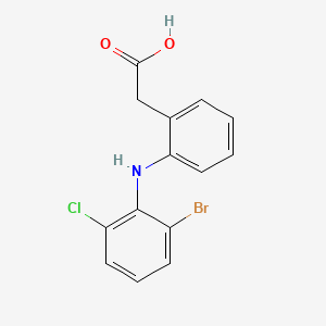 molecular formula C14H11BrClNO2 B1602107 2-(2-((2-Bromo-6-chlorophenyl)amino)phenyl)acetic acid CAS No. 127792-23-8